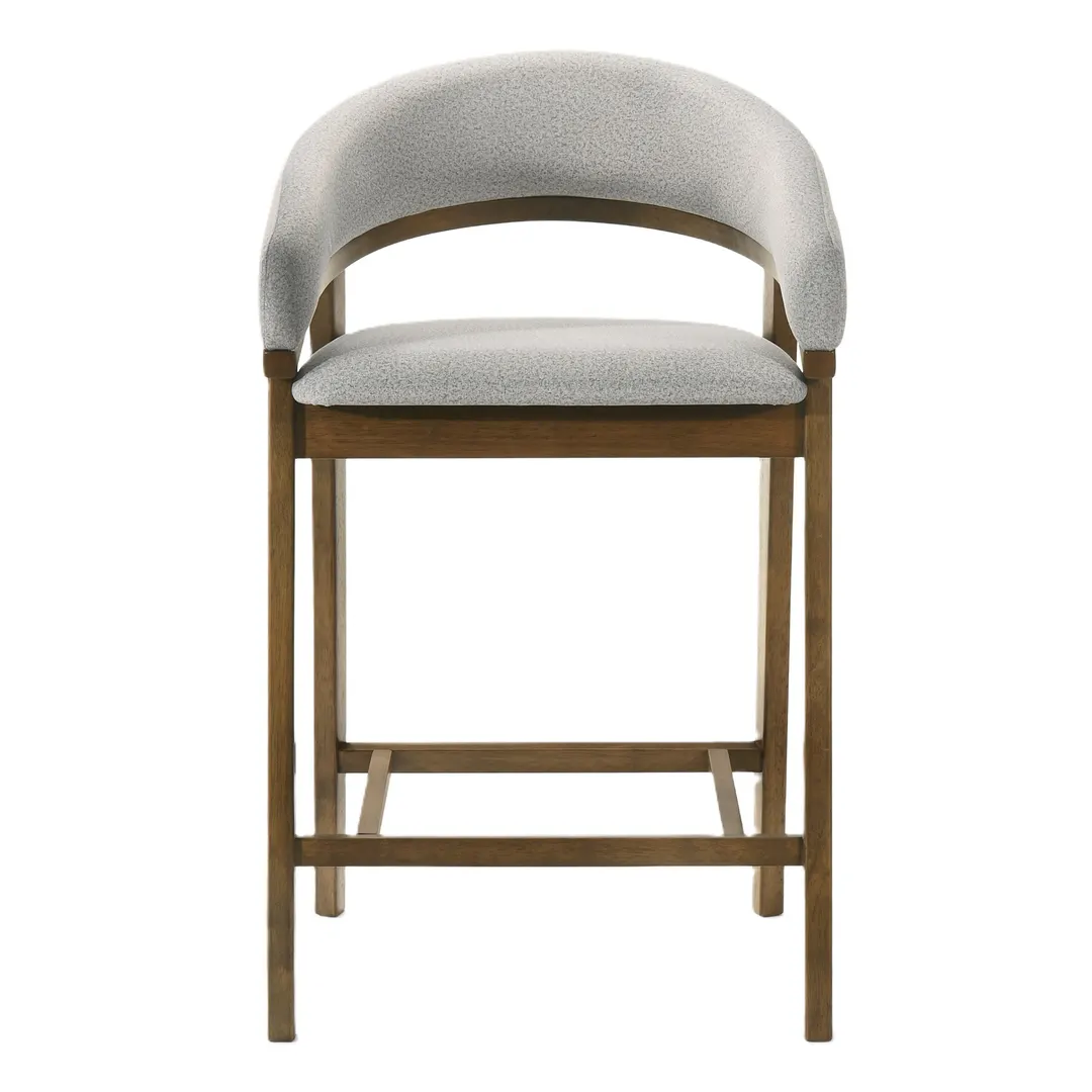 Truman — Mid-Century Modern Grey + Walnut Counter Chair (Set of 2)
