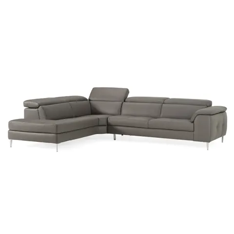 Viola — Italian Contemporary Grey Leather Left Facing Sectional Sofa