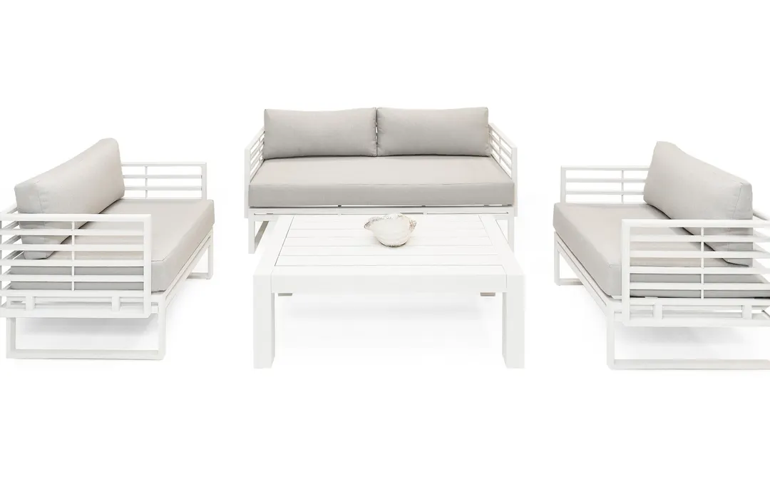 Wharf — Outdoor Light Grey and White Sofa Set
